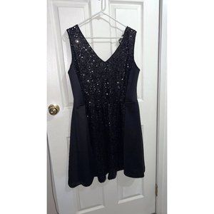 F21+ Sparkly A-Line V-Neck Mini Dress